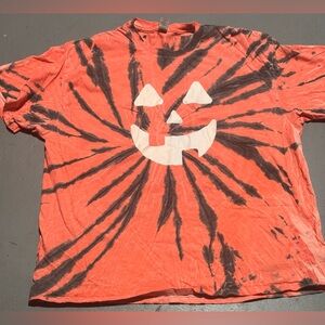 Halloween Tie-Dye Pumpkin Face Tee - Orange & Black